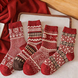 Thick Wool Red Crew Socks for Winter_CWMS03295