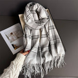Checkerboard Winter Warm Cashmere Feel Scarf_CWASC03262