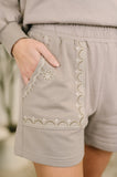 A Little Bit of Comfort Embroidered Top and Bottom Set in Taupe