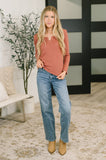 All That I Know Split Neck Top in Marsala