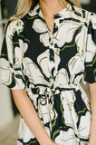 Art Show Puff Sleeve Midi Dress