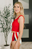 Bermuda Snap Up Swim Top in Red