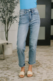 Carla High Waist Ankle Straight Jean in Break Through Blue