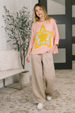 Catch a Star Mixed Print Star Patch Top