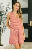 Caught You Staring Ribbed Knit Romper in Rust