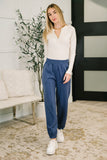 Every Second, Every Hour Jogger Bottoms in Blue Indigo