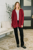 Everything Layer Waffle Knit Open Front Cardigan in Cabernet