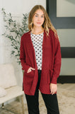 Everything Layer Waffle Knit Open Front Cardigan in Cabernet