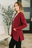 Everything Layer Waffle Knit Open Front Cardigan in Cabernet