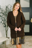 Everything Layer Waffle Knit Open Front Cardigan in Chocolate