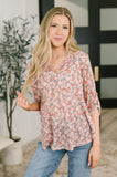 Favorite Florist Split Neck Half Sleeve Top