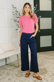 Grace & Virtue Balloon Sleeve Blouse in Fuchsia