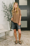 Growing Restless V-Neck Tee in Brown