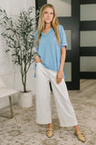 Growing Restless V-Neck Tee in Spring Blue