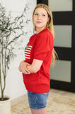 Hand Over Heart Graphic Knit Top in Red