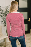 Here, There, Everywhere Split Neck Top in Burgundy