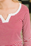 Here, There, Everywhere Split Neck Top in Burgundy