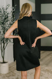 High Tide High Neck Embossed Sleeveless Dress in Black