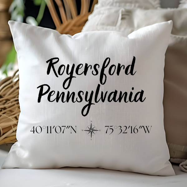 Hometown Coordinates Pillow