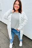 Feeling In Love Ivory/Charcoal Textured Soft Brushed Cardigan
