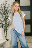 I Wouldn't Mind Short Sleeve Top in Cornflower Blue
