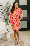 Inspire Collared Dress in Pink Blossom