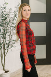 In the Present Plaid Mesh Layering Top in Red
