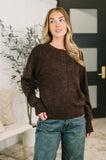 Just For Me Henley Brushed Pullover in Dark Brown