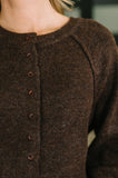Just For Me Henley Brushed Pullover in Dark Brown