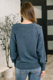 Just For Me Henley Brushed Pullover in Dusty Blue