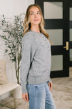 Just For Me Henley Brushed Pullover in Grey