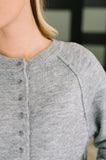Just For Me Henley Brushed Pullover in Grey
