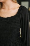 Lesson Taught Smocked Blouse in Black