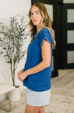 Little Details Trim Detail Top in Blue