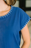 Little Details Trim Detail Top in Blue
