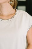 Little Details Trim Detail Top in Sand Beige