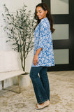 Lizzy Cardigan in Blue and White Floral
