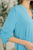 Lizzy Smock Top in Coastal Blue