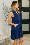 Lizzy Tiered Tank Dress in Navy