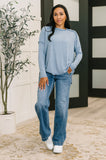 Mellow Mood Heathered Pullover in Dusty Blue