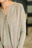 Never Been So Sure Lace Accent Henley Top in Taupe