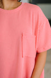 Not That complicated Textured Boxy Tee in Salmon