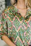 Optical Illusion Button Up Blouse