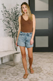 Paige High Waist Rigid Magic Cutoff Short Raw Side Seams