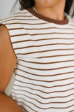Quite Intimately Striped Muscle Tee in Brown
