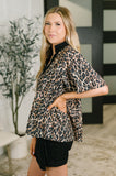 Sassy Season Split Neck Leopard Print Blouse