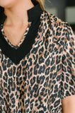 Sassy Season Split Neck Leopard Print Blouse