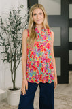 Sea Spray Collared Sleeveless Top in Island Bloom
