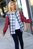 Holiday Red & White Plaid Color Block Hi Lo Shacket