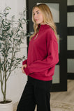Sweater Weather Half Zip High Neck Pullover in Cabernet
